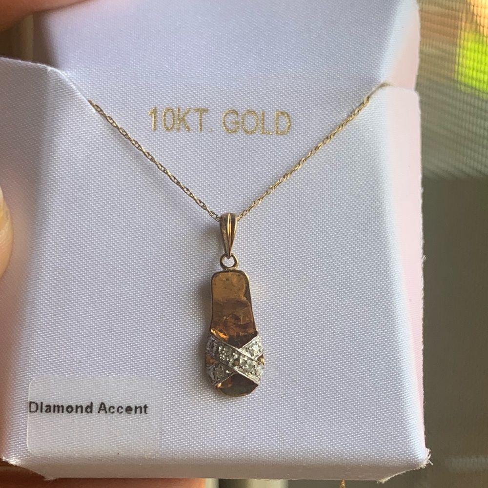 10k Diamond Flip Flop Necklace